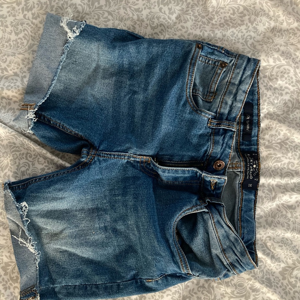 Lucky Brand Girls Blue Distressed Denim Shorts